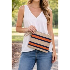 NEW WITHOUT TAGS J. JILL Wristlet Brown Navy Blue Orange